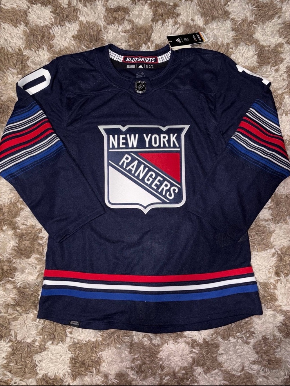 adidas Navy New York Rangers Hockey Jersey with Red & White Accents